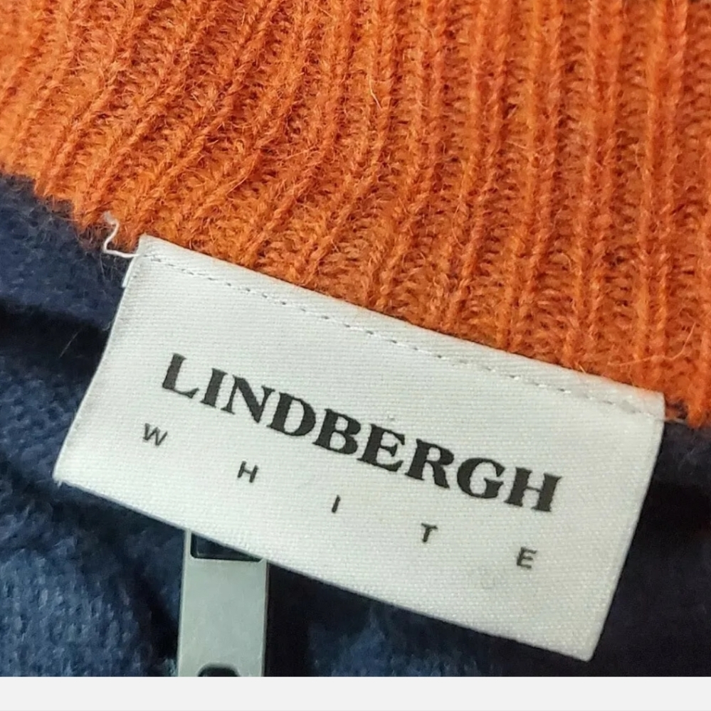 Lindbergh WHITE Wool Full Zip Up Cardigan Casual Navy Blue Small 36" Golf Wear - Picture 4 of 8